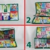 Fold away basket from upcycled detergent pouches